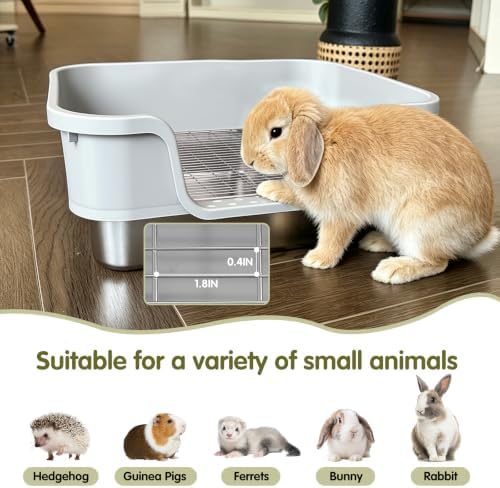 Stainless Steel Rabbit Litter Box, Sifting Bunny Litter Box - Image 3