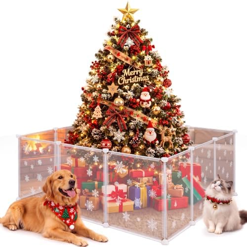 Yookeer Christmas Tree Fences, 12 Panels Clear Pet Fence for Christmas Tree by Yookeer