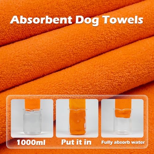 MICOOYO Dog Towels for Drying Dogs 3 Pack, Ultra Absorbent Microfiber Pet Bath - Image 3