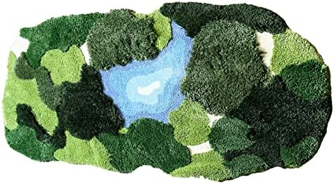 20x35 Inch 3D Moss Rug, Shag Carpet Leaf Area Bathroom Rugs Non Slip Bath Mat by THRILRUG