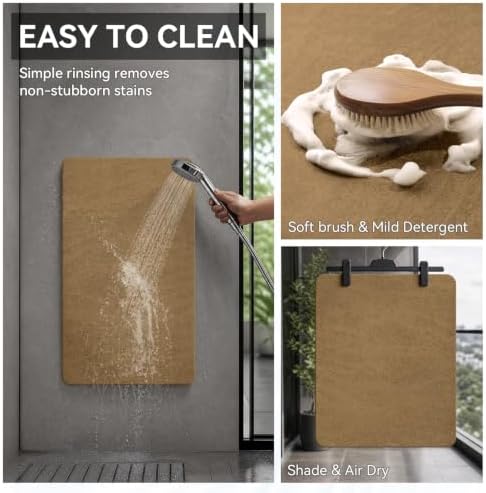 MontVoo -Bath Mat Rug-Rubber Backing Non Slip Quick Dry Absorbent Thin Bathroom - Image 5
