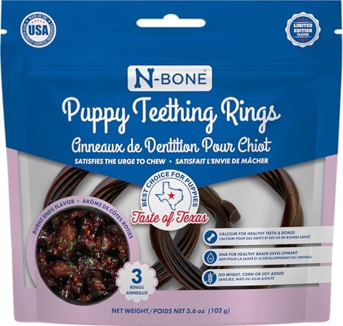 N-Bone Puppy Teething Rings, Taste of Texas Burnt Ends Flavor, Natural Puppy by N-Bone