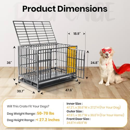 Oranland 48 Inch Heavy Duty Dog Crate - Image 3