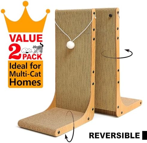 Value 2-Pack 23.6 Inch L-Shaped Cardboard Cat Scratcher, Dual Use Scratch Pad - Image 2