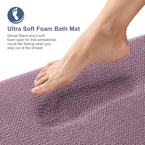 OLANLY Memory Foam Bathroom Runner Rug 47x17, Absorbent Long Mat, Deep Plum - Image 2