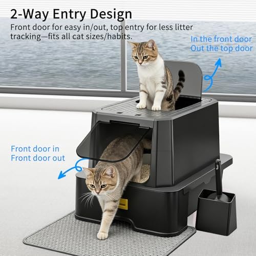 RIZZARI Enclosed Cat Litter Box: Stainless, Top Entry, Easy Clean - Image 3