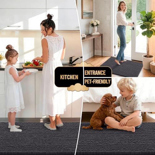 OLANLY Thick Chenille Large Bathroom Rugs Mats 40x32, Dark Grey - Image 6