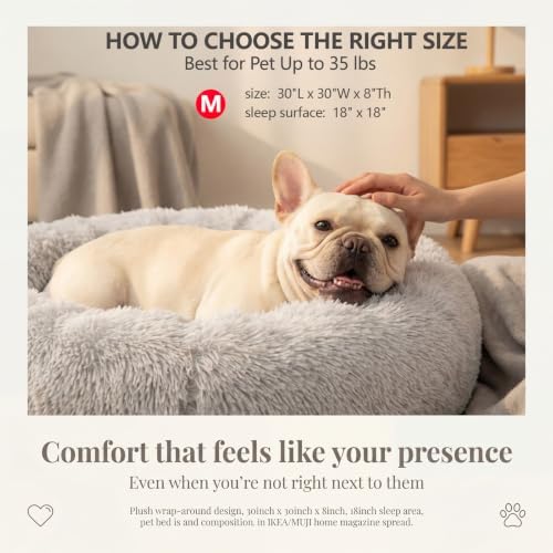 nononfish Plush Donut Dog Bed for Small Dogs, Cozy Round Pet Bed - Image 2
