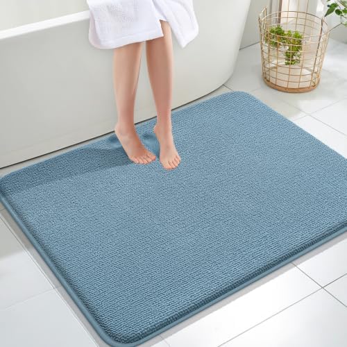OLANLY Memory Foam Large Bathroom Rugs 40x32, Absorbent Bath Mat, Airy Blue by OLANLY