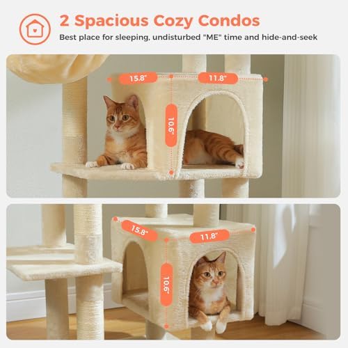 69" Tall Cat Tree for Indoor Cats Large Adult - Image 6
