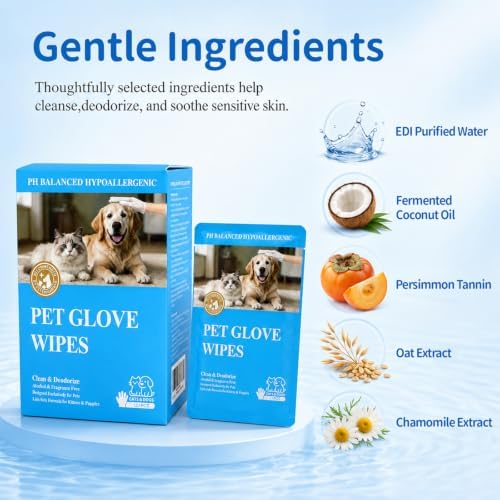 PET No‑Rinse Grooming Gloves, Individually Wrapped, Hypoallergenic pH‑Balanced - Image 4