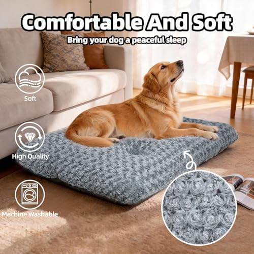 Dog Bed Large Size, Plush Washable Pet Bed Mat, Dog Crate Bed 35"x23" - Image 3