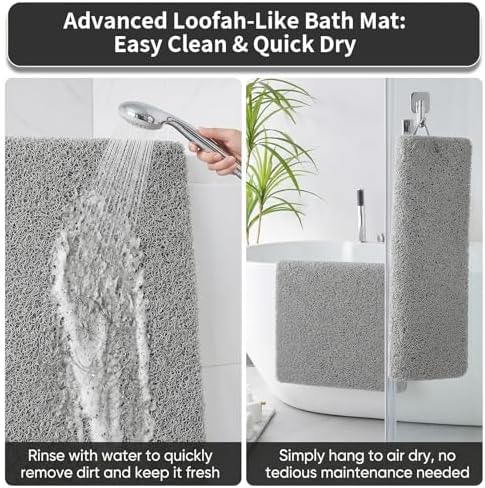 Square Shower Mat Non Slip, 24 x 24 Inch Soft PVC Loofah Shower Mats - Image 6
