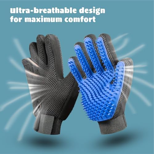 Pet Grooming Gloves – Efficient Dog & Cat Grooming Gloves 2-in-1 Deshedding - Image 5