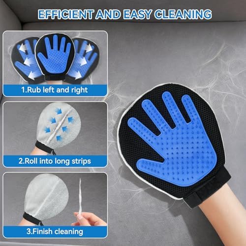 Pet Hair Removal Glove for Dogs & Cats, 2-in-1 Double-Sided Grooming Glove - Image 5