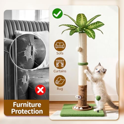 35" Tall Palm Tree Cat Scratching Post Vertical - Image 4