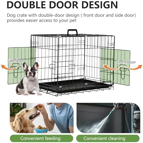 FDW | 24" Foldable Metal Dog Crate | Dark Black | Cage - Image 4