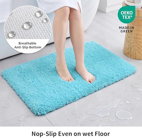 Disolla Teal Bathroom Runner Rug 24x59, Soft Plush Large Bath Mat - Image 3