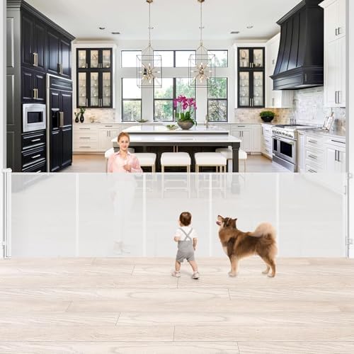 Reinforced 42" Tall Baby Gate 120" Wide Retractable Dog Gate Indoor/Outdoor by BabyPetSafetyGate