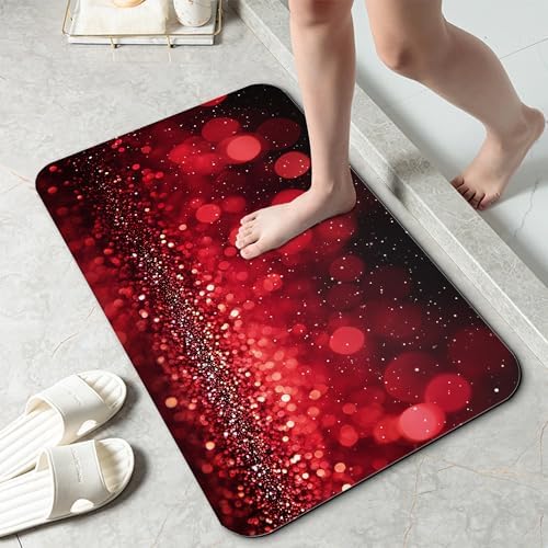Rose Gold Glitter Bathroom Rug 29.5"x17", Super Absorbent Fast Drying Bath Mat by Unknown