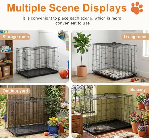 FDW | 42" Foldable Metal Dog Crate | Black | Cage - Image 6