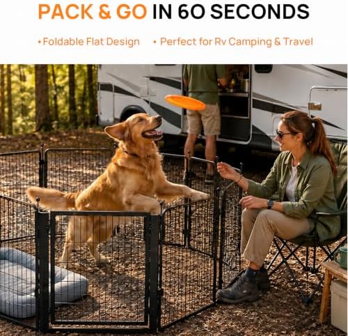 32 Inch Dog Playpen, 8-Panel Metal Pet Exercise Pen - Image 3