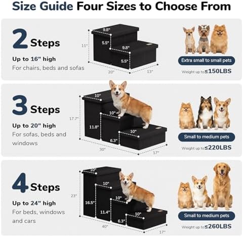 4-Step Wide Dog Stairs with Storage 23" H, Non-Slip Sturdy Pet Steps - Image 2