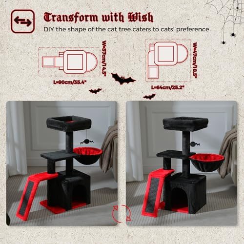 PETEPELA Cactus Cat Tree for Kittens & Small Cats, 32in Cat Tower - Image 2