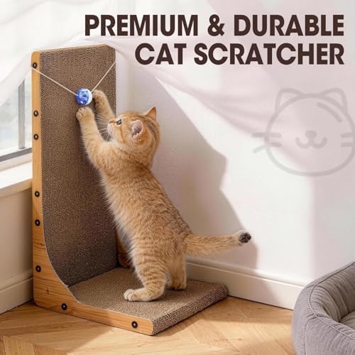 Cat Scratcher, 23.6 Inch L Shape Vertical Cat Scratching Board - Image 6
