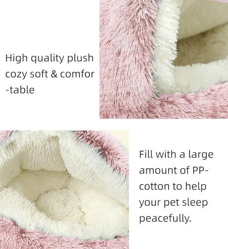 Dog Cave Bed for Small Dogs Cats Pets, Anti Anxiety Calming Plush Dog Beds - Image 4