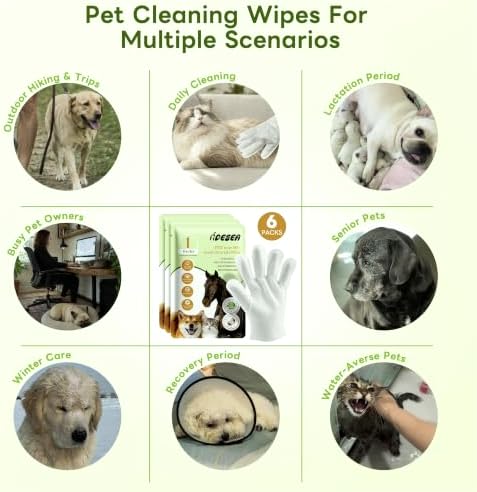 Dog Wipes for Dogs & Cats, Pet Glove Wipes for Paws, Body and Butt - Image 6