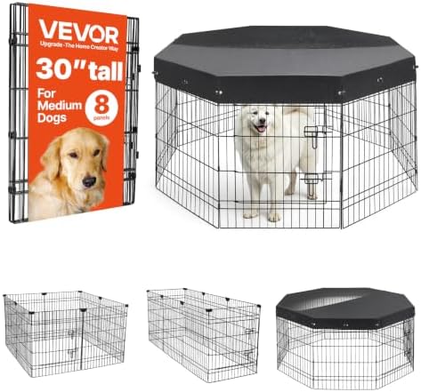 VEVOR Dog Playpen 30 Inch 8 Panels Foldable Exercise Pen by VEVOR