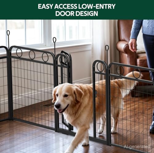 Dog Playpen - 32 Inch 8 Panel Metal Dog Pen - Image 4