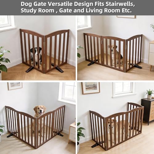 Freestanding Dog Gate Indoor, Doggie Gate Foldable Pet Gates - Image 4