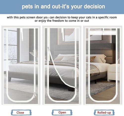 Reinforced Cat Screen Door, Fits Door Opening Size 32''x 80'', Thickened Cat - Image 6