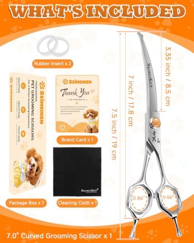 Dog Grooming Scissors 7", Pet Curved Scissors, Dog scissors - Image 6