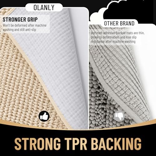 OLANLY Thick Chenille Bathroom Runner Rugs 47x24, Absorbent Bath Mat - Image 5