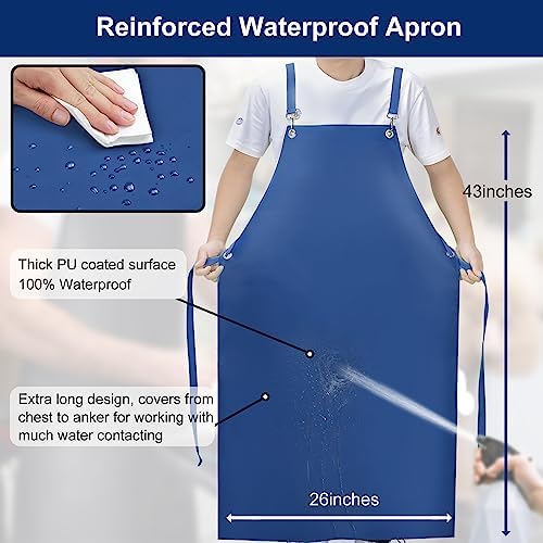 SHEOMERN Heavy Duty Vinyl Industrial Anti-Tear Apron, Chemical Resistant - Image 2