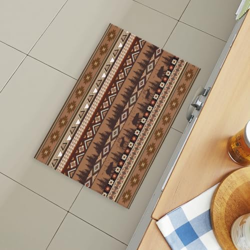 Giwawa Rustic Bear Deer Bath Rug Boho Ethnic Plush Carpet 24x35 Inch Soft - Image 6