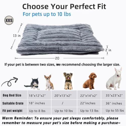20 Inch Ultra Soft Comfy Pet Bed, Tiny Dog Bed, Washable Anti-Slip Crate Pad - Image 4