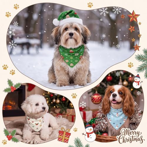Preboun 100 Pcs Christmas Paw Print Dog Bandanas Bulk, Xmas Party - Image 5