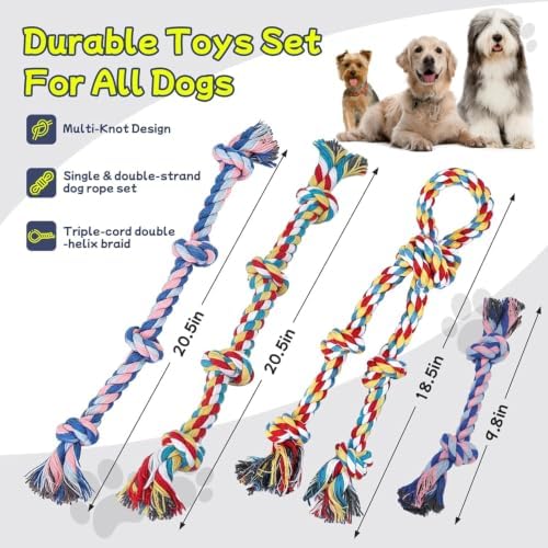 Rocfish 4 Pack Dog Rope Toys for Aggressive Chewers, Tough Tug of War Dog Toys - Image 2