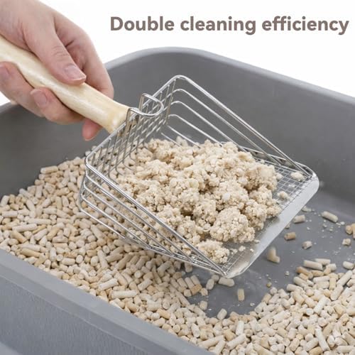Metal Cat Litter Scoop Stainless Steel Pellet Kitty Litter Scoop Dual Sifting - Image 7