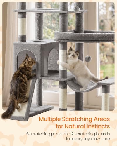 Feandrea Large Cat Tree, 79.5" Tall Sturdy Cat Tower - Image 4