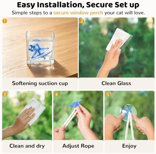 Cat Window Perch Hammock with Upgraded 4 Suction Cups Soft Cushion Wood Bed - Image 7