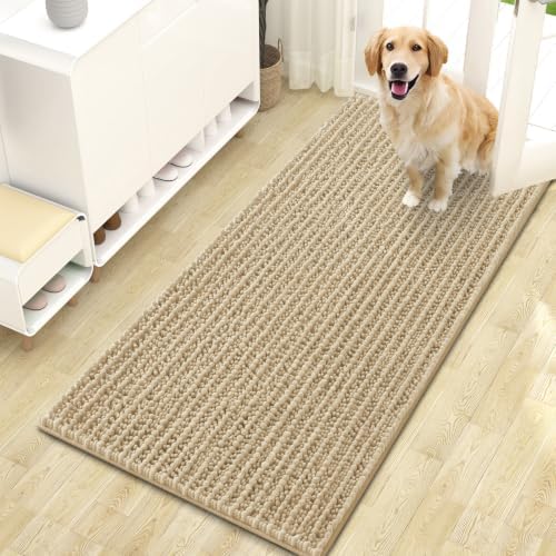 OLANLY Dog Door Mat for Muddy Paws 47x24, Ultra-Absorbent Chenille Mud Mat by OLANLY