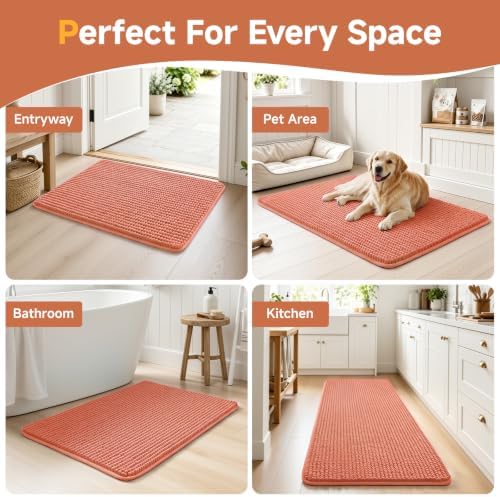 Ophanie Orange Toilet Rugs U-Shaped 24x20, Soft Chenille Contour Bath Mat - Image 7