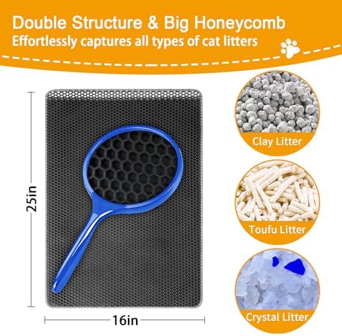 Cat Litter Mat Litter Trapping Mats, 2 Layer Honeycomb Pet Litterbox Matt - Image 2