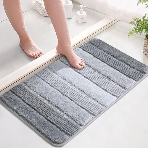 Kmson Ombre Chenille Bathroom Rugs, Ultra Soft Washable Shaggy Bath Rugs by KMSON