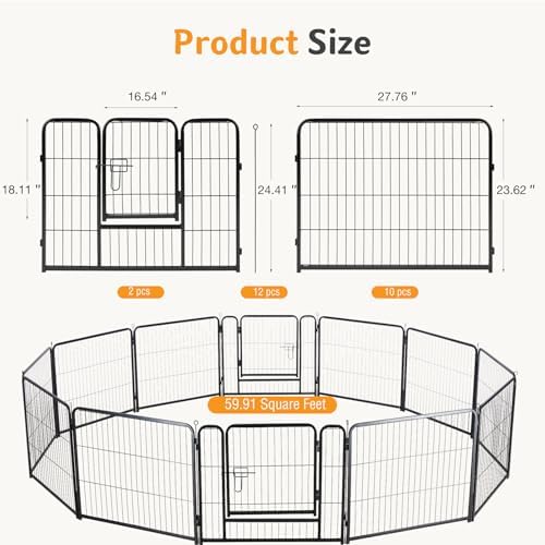 NEWBULIG Dog Playpen Indoor 12 Panels 24 Inch, Metal Outdoor Dog Fence Pen - Image 5